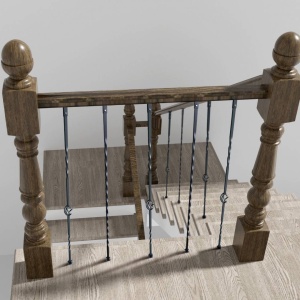 Set 10 stalpi balustrade cu cos si spiralate, 13 x 13 x 1122mm, Negru mat, accesorii prindere - Img 4