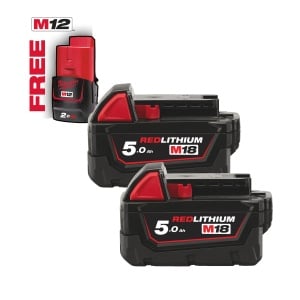 Set 2 acumulatori Milwaukee M18 B52, 18V, 5.0Ah