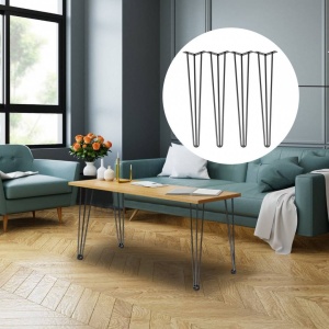 Set 4 picioare pentru mese Krodesign Otel, Negru, Inaltime 101.6 cm, protectie cauciuc - Img 4