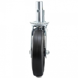 Set 4 roti pivotante, pentru carucioare, Frana dubla, Capacitate 510 kg/roata, Diametru 8 inch, Cauciuc/Otel - Img 4