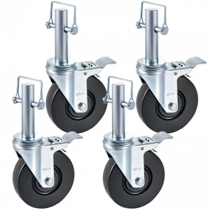 Set 4 roti pivotante, pentru schele, Capacitate 113 kg/roata, Cauciuc/Otel