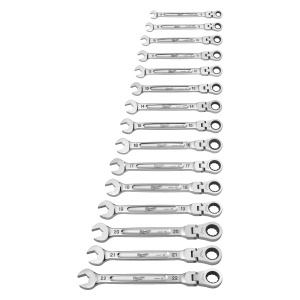 Set de chei combinate cu clichet cu cap flexibil, metric, 15buc, 4932478558 Milwaukee