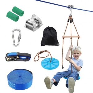 Set tiroliana lungime 16 m, capacitate max 250 kg, cablu, scaun