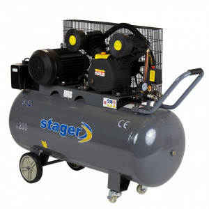 Stager HMV0.6/200 compresor aer, 200L, 8bar, 600L/min, trifazat, angrenare curea - Img 3