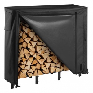 Suport de lemne cu husa impermeabila, pentru seminee, Vivatechnix 1220 × 320 × 1180 mm, Otel, Negru - Img 2