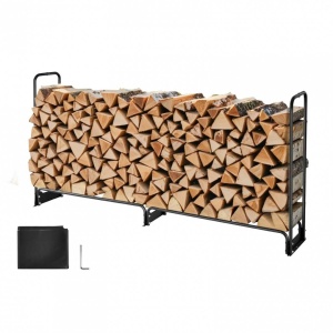 Suport de lemne pentru seminee, Vivatechnix 2570 × 360 × 1170 mm, Otel, Negru, Husa impermeabila - Img 1