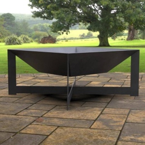 Vatra pentru terasa/gradina, Square Fire Pit KRO-1077, Otel, Negru, 600x600x300 mm, grosime 3 mm - Img 6