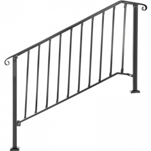 Balustrada fier forjat, 4-5 trepte Vivatechnix Negru Mat, Inaltime 99.8 cm, lungime 144.7 cm, pozitii reglabile