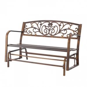Banca cu cadru metalic otel, spatar fonta, Bronz antic, Lungime 127 cm, max 250 kg, 2-3 persoane