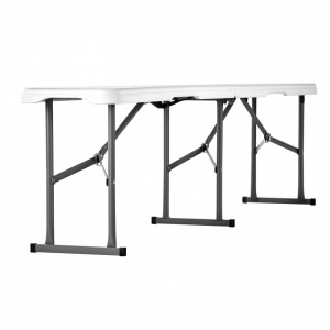 Banca pliabila 1830x307x430 mm, HDPE si Otel, pentru gradina sau catering, Alba - Img 2