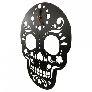 Ceas de perete metalic Krodesign Skull, diametru 45 cm, negru - Img 3