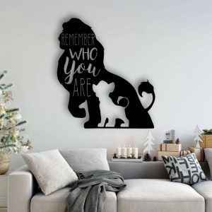 Decoratiune metalica de perete Krodesign KRO-1062, Lion King, lungime 55 cm, negru, grosime 1.5 mm - Img 3