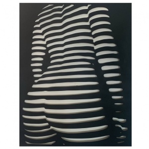 Decoratiune perete Krodesign KRO-1036 Women Shadow, lungime 80x64 cm, negru