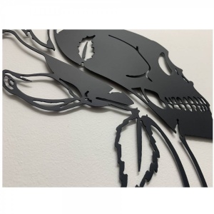 Decoratiune perete Krodesign Skull Rose, diametru 50 cm, negru - Img 5