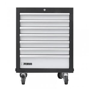 Dulap de atelier pentru scule modular cu 7 sertare si role A007/16, Fervi