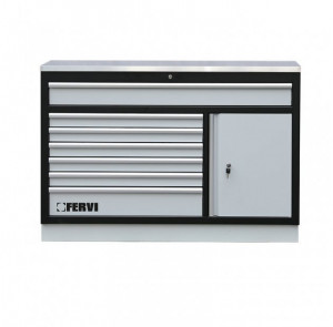 Dulap mare american de scule cu blat din inox A007/21I, Fervi
