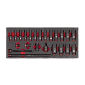 Insertie spuma cu chei tubulare de impact lungi 3/8", 23buc, 4932493390 Milwaukee