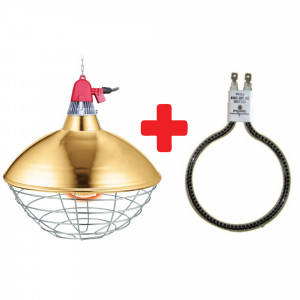 Lampa carbon incalzire ferma de pui CPT 300 de Ø30cm, cu grila 15cm, cablu 2.5m, stecher comutare ON/OFF, lant 2m + Filament CFL 900
