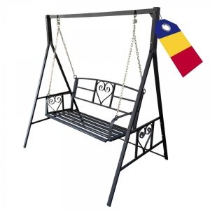 Leagan pentru gradina Vivatechnix VMD-1051, Negru, 168x118x180cm, 2 locuri, Metalic, cu cadru de fixare - Img 5