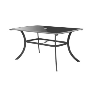 Masa pentru gradina si terasa HECHT HONEY TABLE, blat din sticla neagra securizata, cadru din profile aluminiu, 150 x 90 x 72 cm