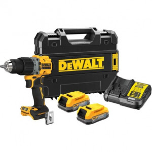 Masina compacta de insurubat si gaurit cu percutie DeWalt DCD805E2T, cu 2 acumulatori POWERSTACK 18V / 1,7Ah si incarcator in valiza TSTAK