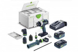 Masina de gaurit cu percutie, cu acumulator QUADRIVE TPC 18/4 5,0/4,0 I-Set/XL, Festool - Img 2