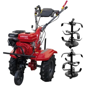 Motocultor Rotakt Titan RO110RV cu kit de capotare, 8.5CP, Benzina, Freze, latime lucru 90 cm 2+1 viteze freze roti cauciuc 5.00-8 roata frontala