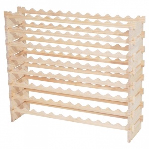 Raft modular pentru 96 sticle de vin, Stivuibil, Lemn, 8 Niveluri, 1130 x 290 x 962 mm - Img 3