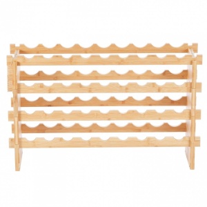 Raft pentru 36 de sticle de vin, Stivuibil, 4 niveluri, Vivatechnix Modular, 850x250x525 mm, Lemn bambus, Maro - Img 3