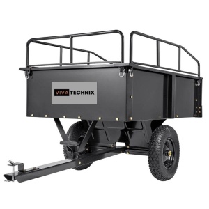 Remorca basculabila Vivatechnix, Capacitate 340 Kg, 200 x 66 x 76 cm, Otel, compatibila cu tractorase de gazon, ATV-uri - Img 1