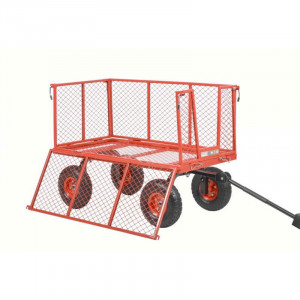 Remorca carucior pentru Tractorasele de gradina Hecht 52184 capacitate incarcare 300 kg cu maner - Img 5