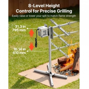 Rotisor electric pentru gratar Inox, max 40 kg, lungime de lucru 132 cm, putere 38 W, Inaltime reglabila 8 niveluri - Img 3