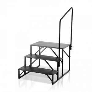 Scara portabila cu balustrada, 3 trepte, Otel, capacitate 200 kg, Negru, Inaltime 540 mm