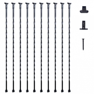 Set 10 stalpi balustrada, Vivatechnix 13 x 13 x 1122mm, Negru mat, accesorii prindere