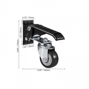 Set 4 roti retractabile, pivotante, cu blocare, 2.5 inch, max 74.8 kg / roata, PU si Otel - Img 3