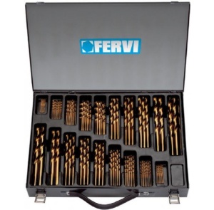 Set burghie cu coada cilindrica DIN 338N HSS 135°TIN, Fervi