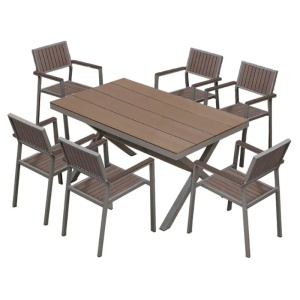 Set mobilier pentru gradina HECHT Lima Set 6, aluminiu/polywood, masa 150 x 90 x 75 cm, 6 x scaune 55 x 56 x 84 cm