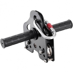 Set tiroliana lungime 36 m, capacitate max 226 kg, cablu, Ham, frana cu arc, scaun - Img 3