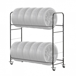 Suport mobil pentru 12 anvelope, 4 x roti, 1585 x 570 x 1520 mm, max 180 kg, 2 rafturi cu inaltime ajustabila, Otel