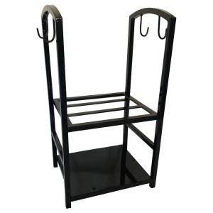 Suport pentru lemne cu 2 polite, Vivatechnix VMD-1027, Metal, Negru, 40x30x74 cm