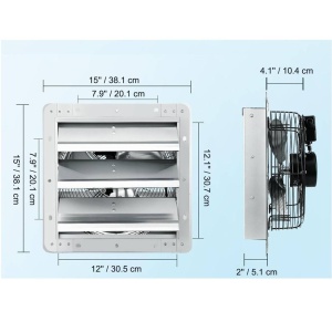 Ventilator evacuare pentru spatii comerciale, sere, depozite, Aluminiu, 45 W, 1800 m³/h, 380 x 380 x 190 mm - Img 3