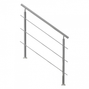Balustrada inox, 4-5 trepte Vivatechnix, Inaltime 1060mm, lungime 1200mm, pozitii reglabile, 3 bare transversale