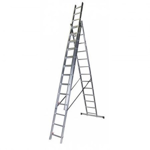 Bisonte Scara tripla 13 trepte, 3.59 m aluminiu STR313 (BT1006307)