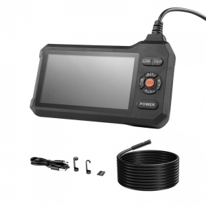 Camera endoscop cu lentila dubla si lumina led, Zoom 8X, ecran IPS HD 5, Lentila subtire 5.5 mm, IP67, cablu 5 m - Img 2