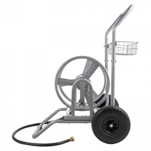 Carucior cu tambur si cos pentru furtun, otel, 675 x 610 x 900 mm, max 90 m pentru diametru 1/2 inch, 2 roti - Img 3