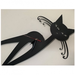 Ceas de perete, metalic, Krodesign Black Cat-1, diametru 60 cm - Img 3