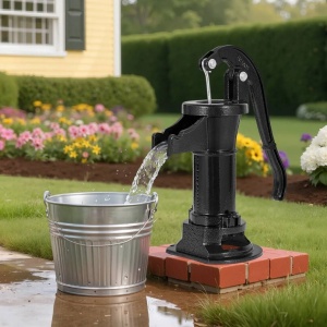 Cismea manuala pentru gradina, Antic Negru, Adancime max 7.6 m, Fonta/Otel carbon, 230 x 180 x 400 mm - Img 4