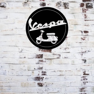 Decoratiune metalica de perete Krodesign KRO-1049, Vespa, diametru 50 cm, negru, grosime 1.5 mm - Img 2