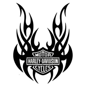 Decoratiune metalica de perete Krodesign KRO-1059, Harley Davidson II, diametru 60 cm, grosime 1.5 mm