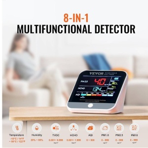 Detector calitate aer 8 in 1, AQI, PM1.0, PM2.5, PM10, TVOC, HCHO, umiditate, temperatura - Img 2